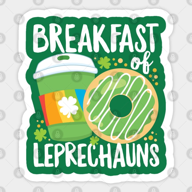 St Patrick's Day Funny Breakfast of Leprechauns Coffee Sticker by DetourShirts